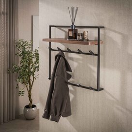 Kapstok Como 12 haken massief acacia hout bruin