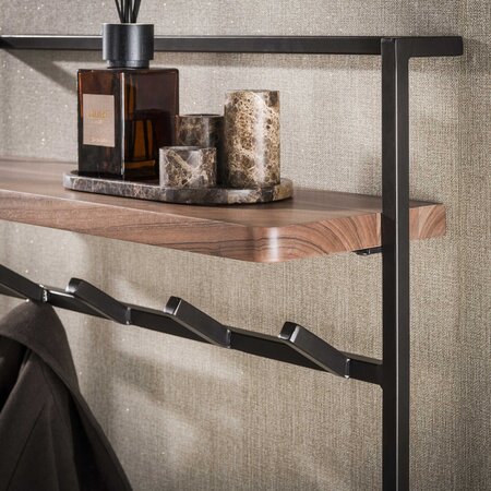 BelaLuz Kapstok Como 12 haken massief acacia houten hoedeplank bruin