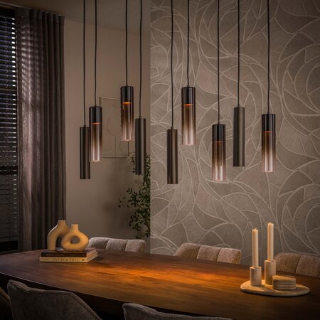 BelaLuz Hanglamp Luce 9-lichts bruin met bruin glas