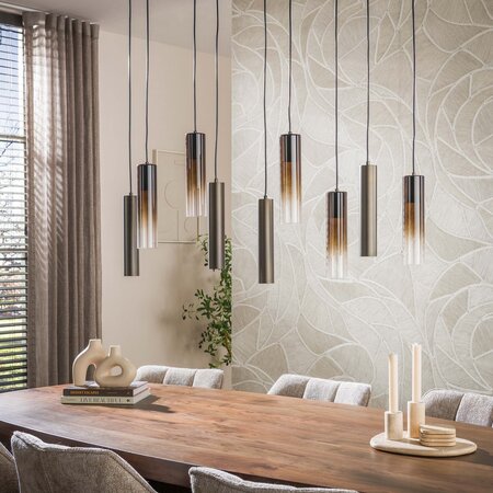 BelaLuz Hanglamp Luce 9-lichts bruin met bruin glas