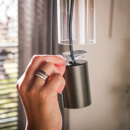 BelaLuz Hanglamp Luce 9-lichts bruin met bruin glas