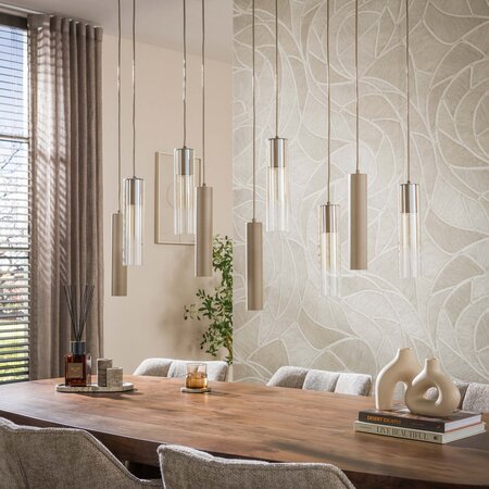 BelaLuz Hanglamp Luce 9-lichts beige met amber glas