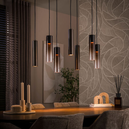 BelaLuz Hanglamp Luce 7-lichts bruin met bruin glas