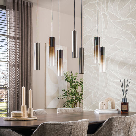 BelaLuz Hanglamp Luce 7-lichts bruin met bruin glas