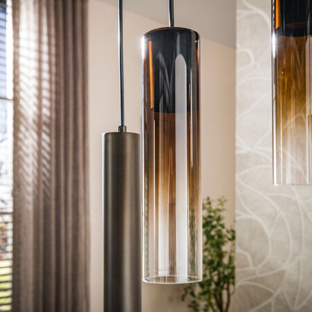 BelaLuz Hanglamp Luce 7-lichts bruin met bruin glas