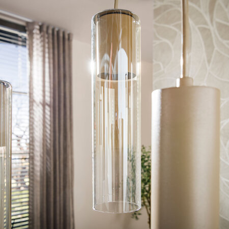 BelaLuz Hanglamp Luce 7-lichts beige met amber glas