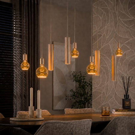 BelaLuz Hanglamp Brisa 9-lichts beige met kokers