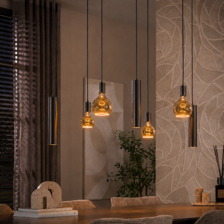 BelaLuz Hanglamp Brisa 7-lichts bruin met kokers