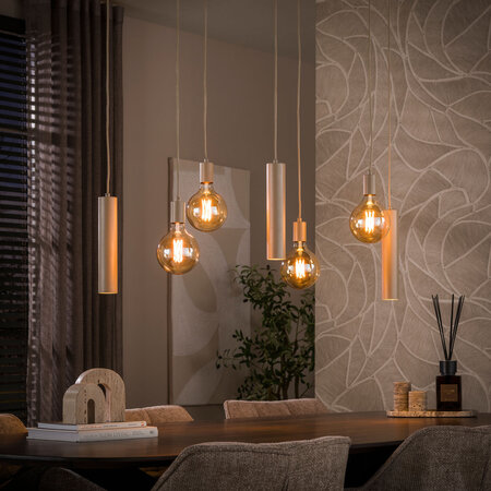 BelaLuz Hanglamp Brisa 7-lichts beige met kokers