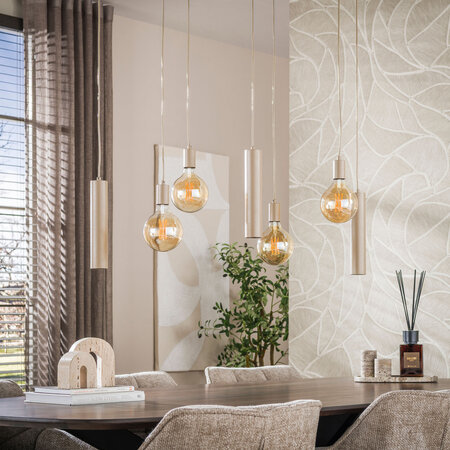 BelaLuz Hanglamp Brisa 7-lichts beige met kokers