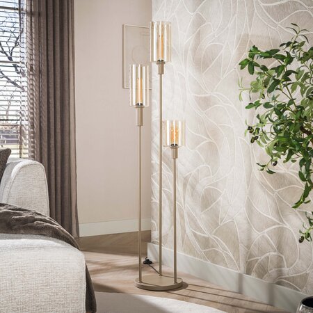 BelaLuz Vloerlamp Calore getrapt 3-lichts beige amber glas