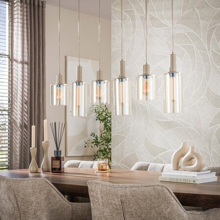 BelaLuz Hanglamp Calore 6-lichts beige met amber glas