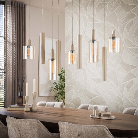 BelaLuz Hanglamp Calore 9-lichts beige amber glas