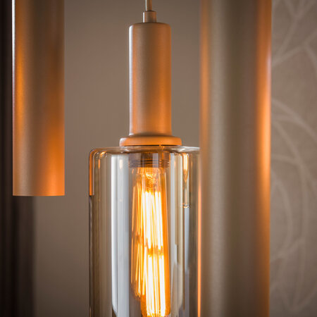 BelaLuz Hanglamp Calore 9-lichts beige amber glas