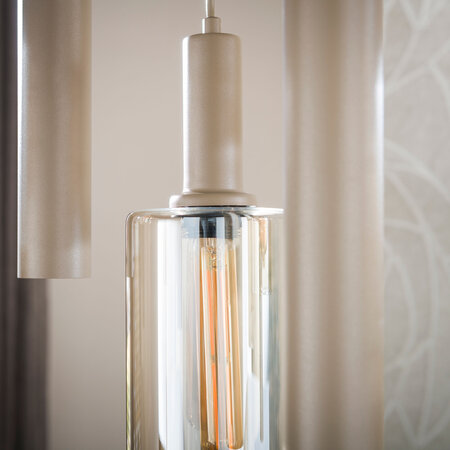 BelaLuz Hanglamp Calore 9-lichts beige amber glas