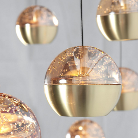 Steinhauer Hotel chique hanglamp Belluno 5-Lichts goud en amber glas