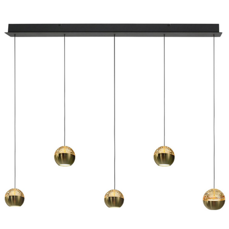 Steinhauer Hotel chique hanglamp Belluno 5-Lichts goud en amber glas