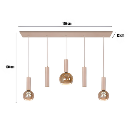 Highlight Modern Scandinavische hanglamp Locarno 5-lichts 120 cm zand