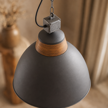 BelaLuz Landelijke hanglamp Rome Betonlook Hout
