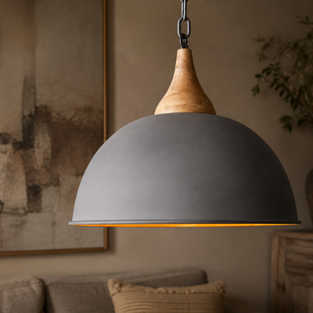 BelaLuz Landelijke hanglamp Athene Betonlook Hout