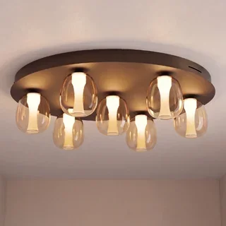 Plafondlamp Ferro 7-lichts rond brons