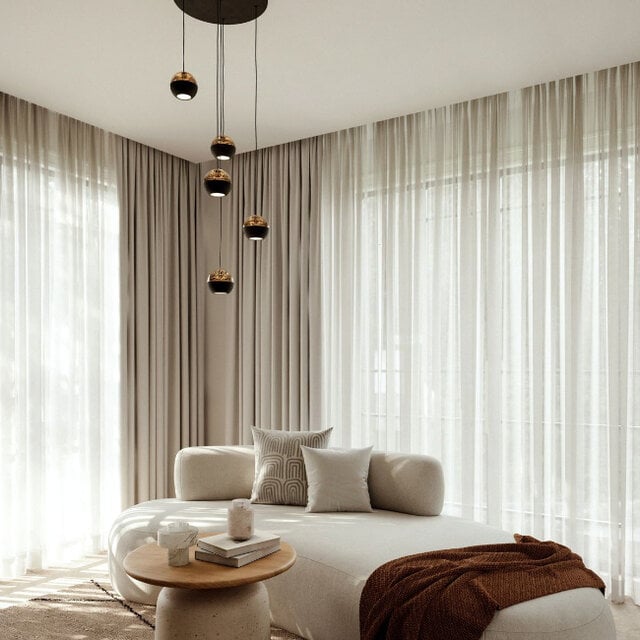 Hanglamp Belluno 5-lichts smoke glas getrapt