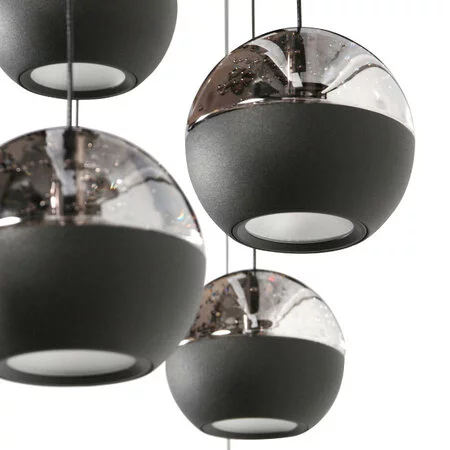 Steinhauer Moderne hanglamp Belluno 5-lichts rond smoke glas getrapt