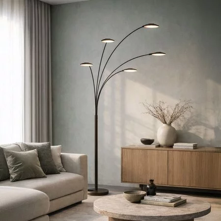 Steinhauer Moderne design vloerlamp Synna 5-lichts LED cacao
