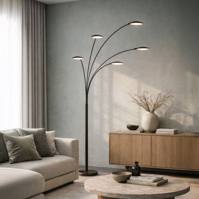 Vloerlamp Synna 5-lichts LED cacao