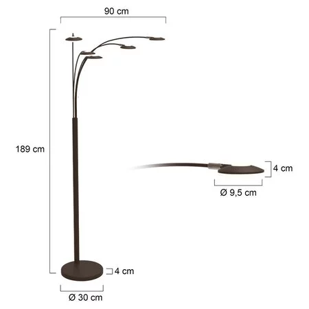 Steinhauer Moderne design vloerlamp Synna 5-lichts LED cacao