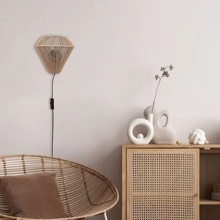 Steinhauer Scandinavische wandlamp Ropex 1-lichts touw crème