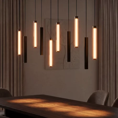 Stars of Light Moderne design hanglamp Clares 10-lichts op balk brons