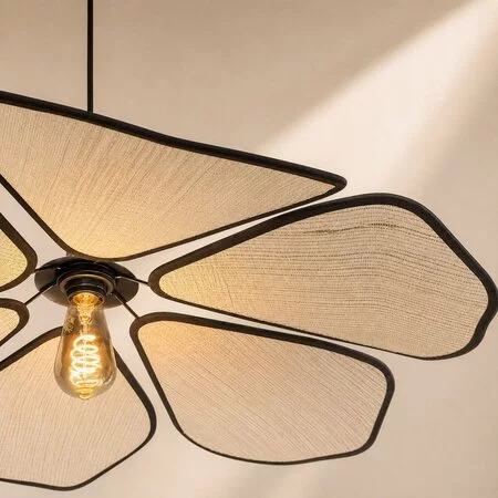 Steinhauer Japandi hanglamp LumaFlora 1-lichts linnen crème