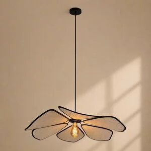 Steinhauer Japandi hanglamp LumaFlora 1-lichts linnen crème