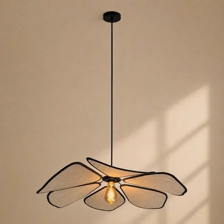 Steinhauer Japandi hanglamp LumaFlora 1-lichts linnen crème