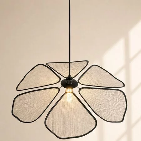 Steinhauer Japandi hanglamp LumaFlora 1-lichts linnen crème