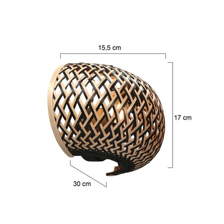 Steinhauer Oosterse design wandlamp Maze 1-lichts bamboe zwart naturel