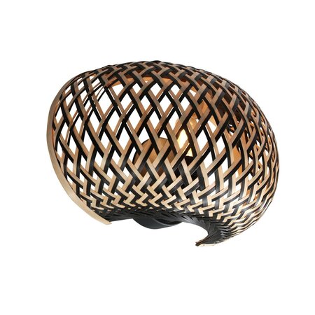 Steinhauer Oosterse design wandlamp Maze 1-lichts bamboe zwart naturel