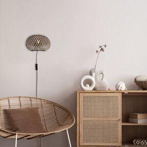 Steinhauer Oosterse design wandlamp Maze 1-lichts bamboe zwart naturel
