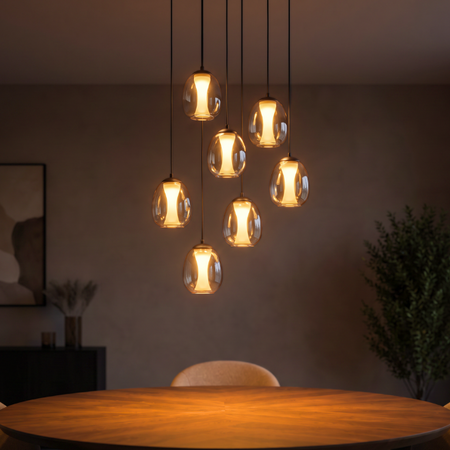 Stars of Light Moderne hotel chique hanglamp Ferro 7-lichts rond brons