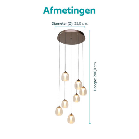Stars of Light Moderne hotel chique hanglamp Ferro 7-lichts rond brons