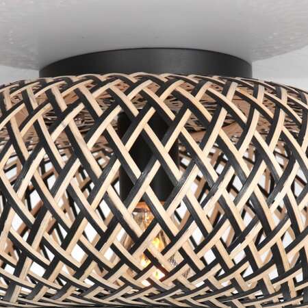 Steinhauer Oosterse design plafondlamp Maze 1-lichts bamboe zwart naturel