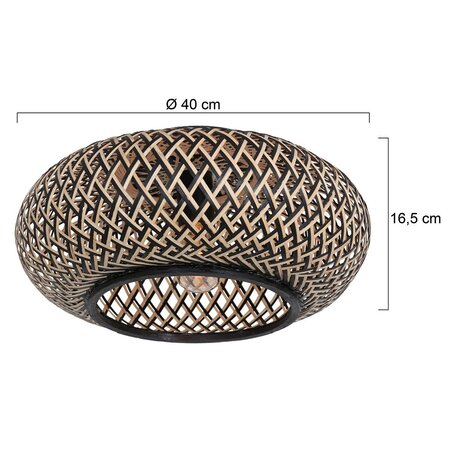 Steinhauer Oosterse design plafondlamp Maze 1-lichts bamboe zwart naturel