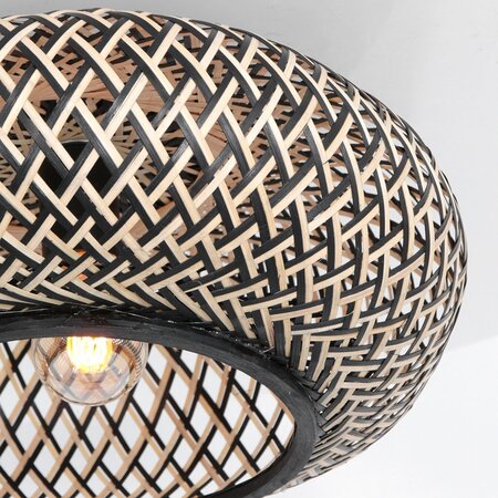 Steinhauer Oosterse design plafondlamp Maze 1-lichts bamboe zwart naturel