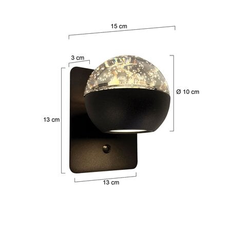 Steinhauer Moderne design wandlamp Belluno 1-lichts smoke glas zwart