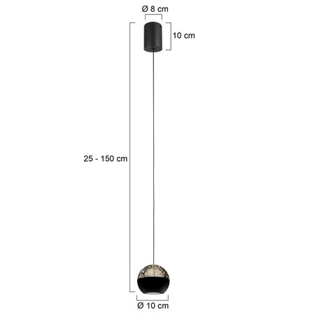 Steinhauer Moderne design hanglamp Belluno 1-lichts smoke glas zwart