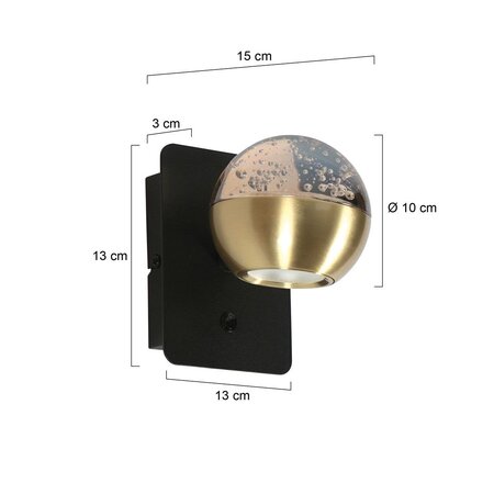 Steinhauer Hotel chique wandlamp Belluno 1-lichts amber glas goud