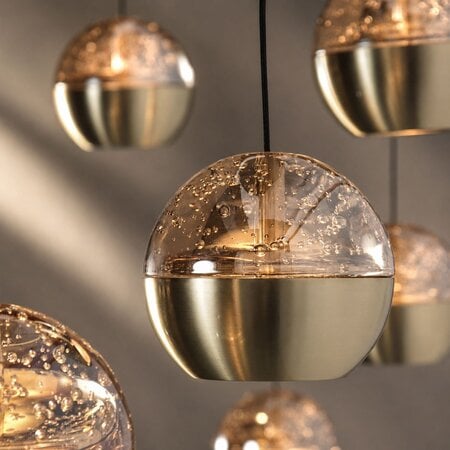 Steinhauer Hotel chique hanglamp Belluno 8-lichts op balk goud amber glas