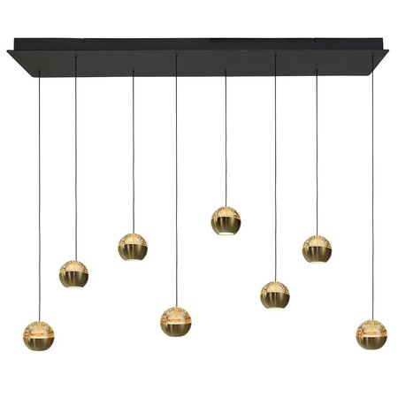 Steinhauer Hotel chique hanglamp Belluno 8-lichts op balk goud amber glas