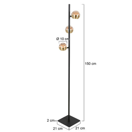 Steinhauer Moderne hotel chique Vloerlamp Belluno 3-lichts glas amber